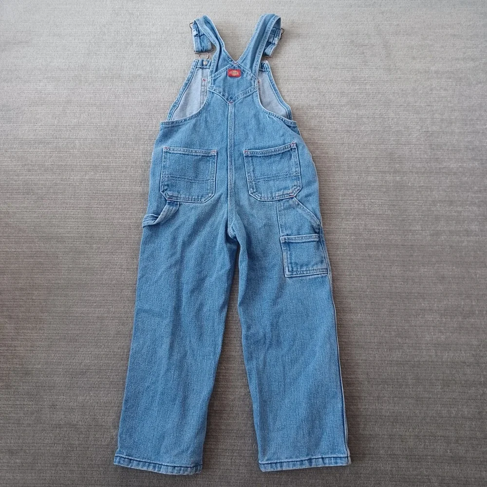 Dickies Dungarees Kids M Blue 26x24 Overalls Denim Carpenter Workwear Youth